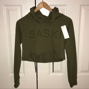 Saski collection olive crop hoodie